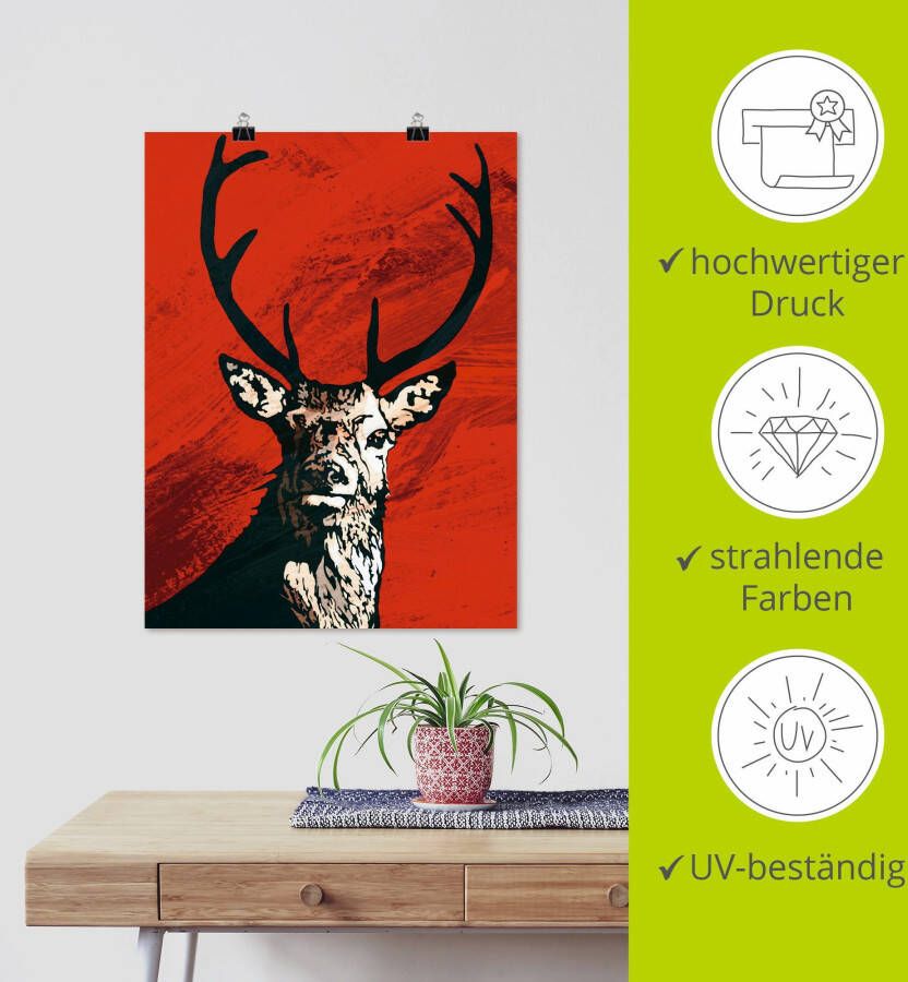 Artland Artprint Edelhert als artprint op linnen poster in verschillende formaten maten