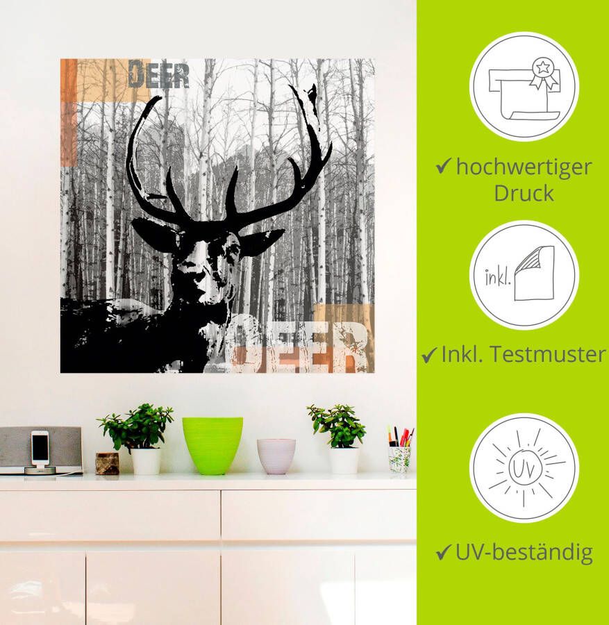 Artland Artprint Edelhert collage als artprint op linnen poster muursticker in verschillende maten