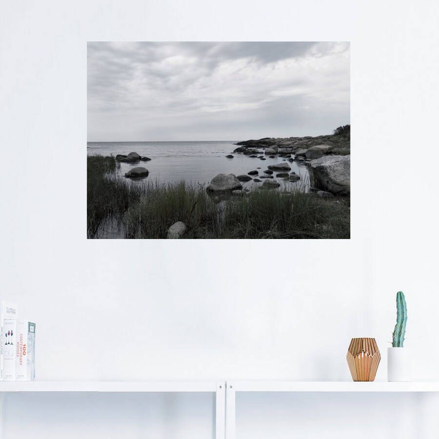 Artland Artprint Eenzame baai aan de zee als artprint op linnen muursticker in verschillende maten