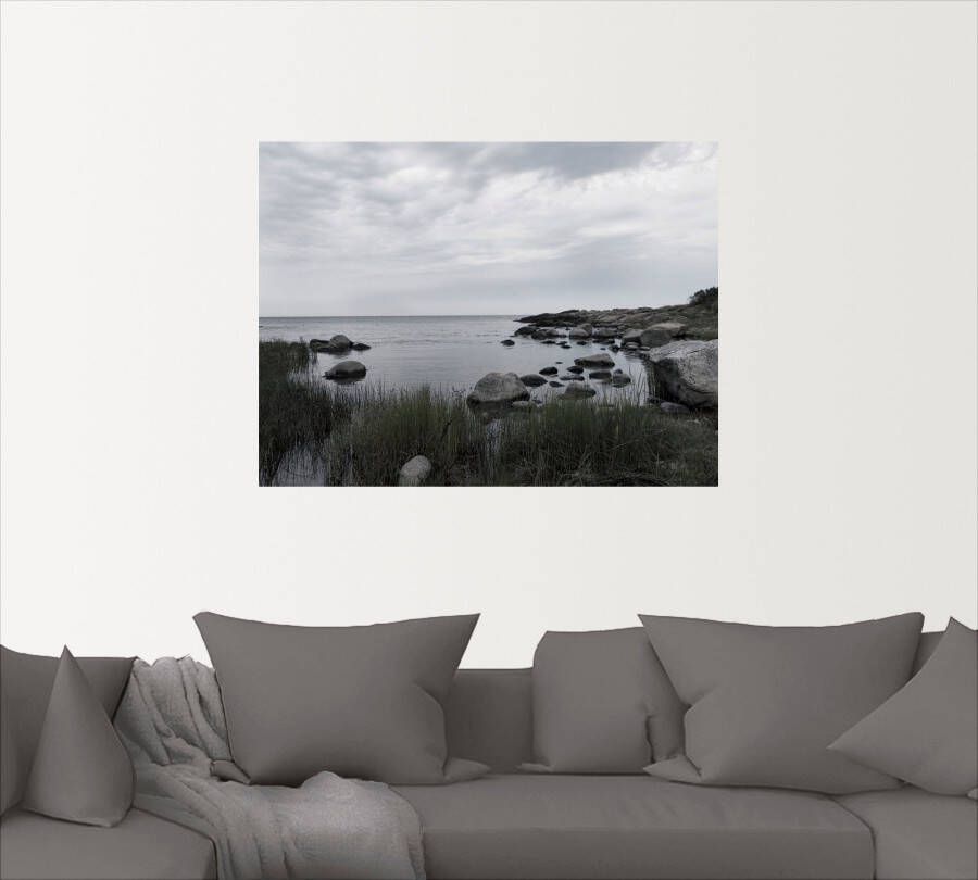 Artland Artprint Eenzame baai aan de zee als artprint op linnen muursticker in verschillende maten