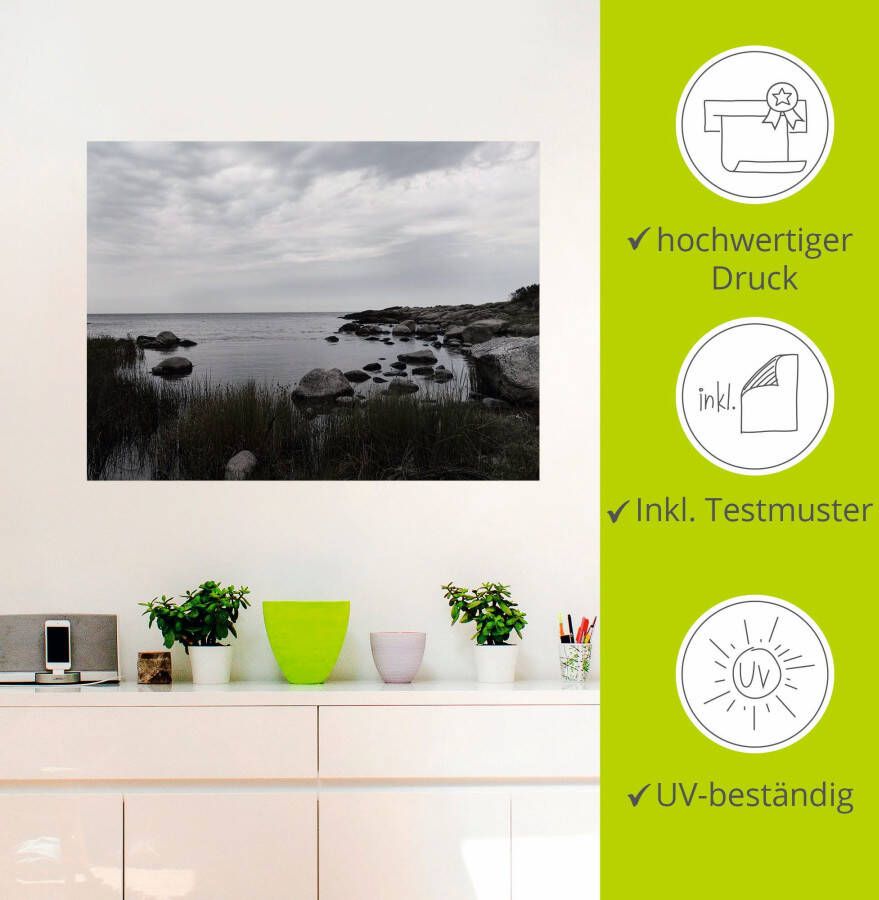 Artland Artprint Eenzame baai aan de zee als artprint op linnen muursticker in verschillende maten