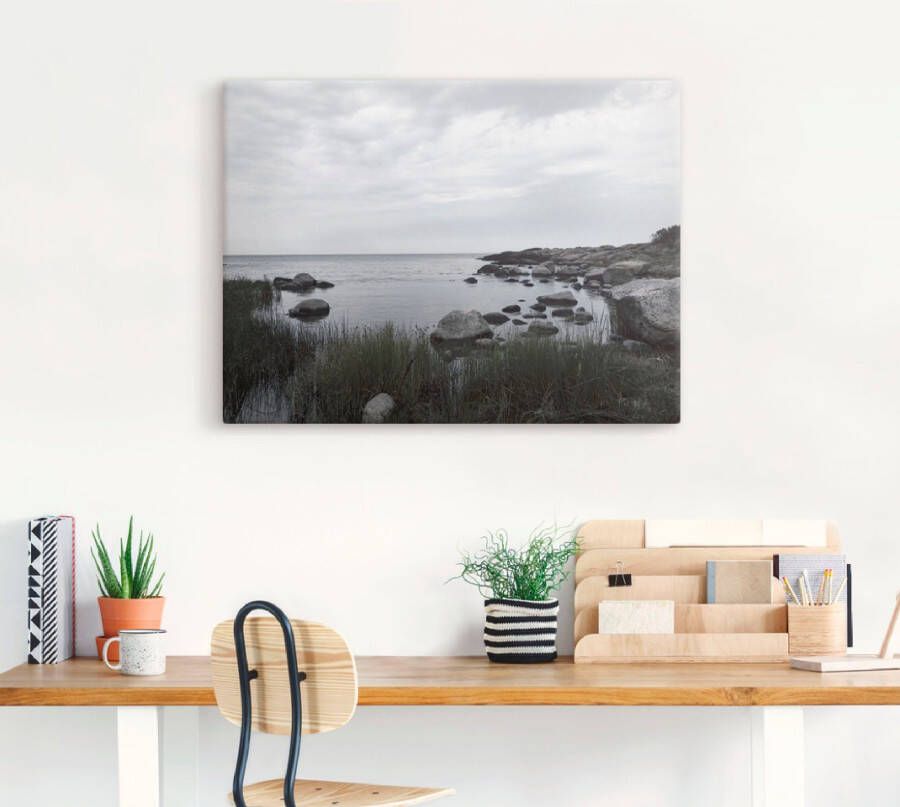 Artland Artprint Eenzame baai aan de zee als artprint op linnen muursticker in verschillende maten