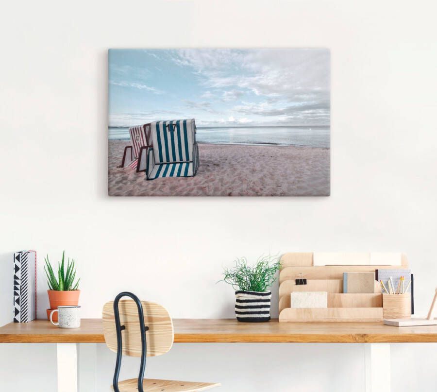 Artland Artprint Eenzame strandstoelen aan het Ostseestrand als artprint op linnen poster in verschillende formaten maten - Foto 3