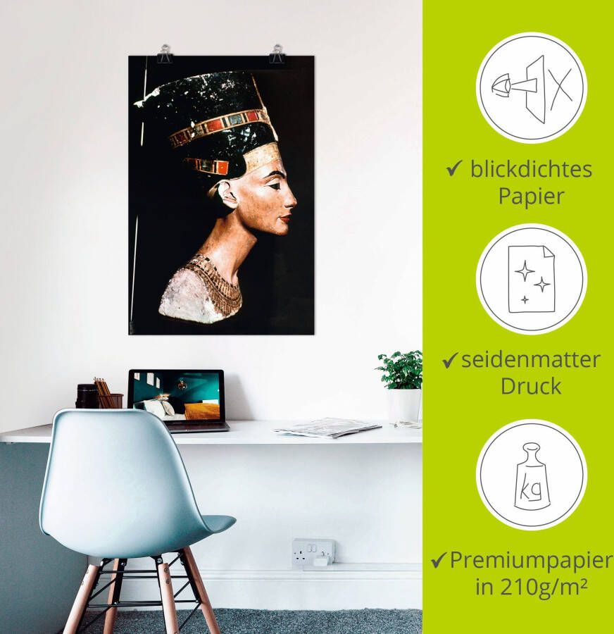 Artland Artprint Egyptische koningin Nofretete als artprint van aluminium artprint voor buiten artprint op linnen poster in verschillende maten. maten