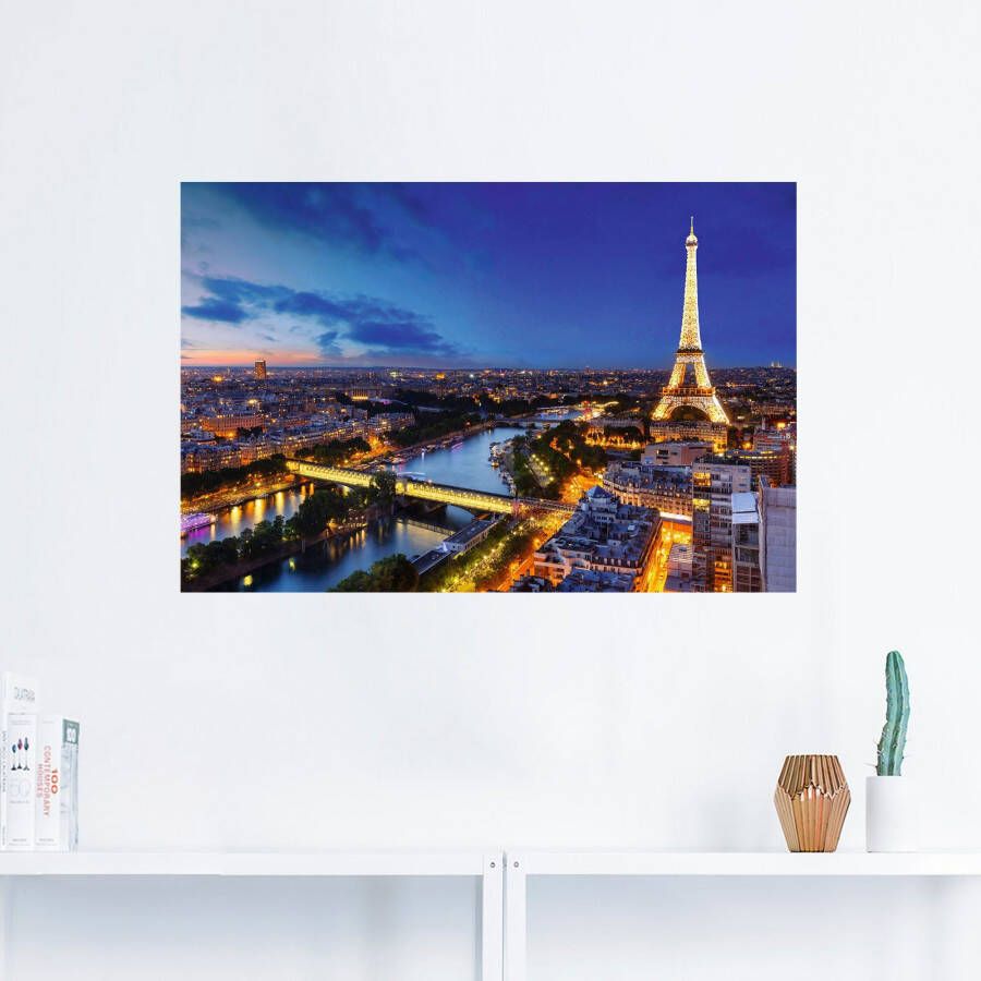 Artland Artprint Eiffeltoren en Seine s avonds Parijs als artprint van aluminium artprint voor buiten artprint op linnen poster muursticker