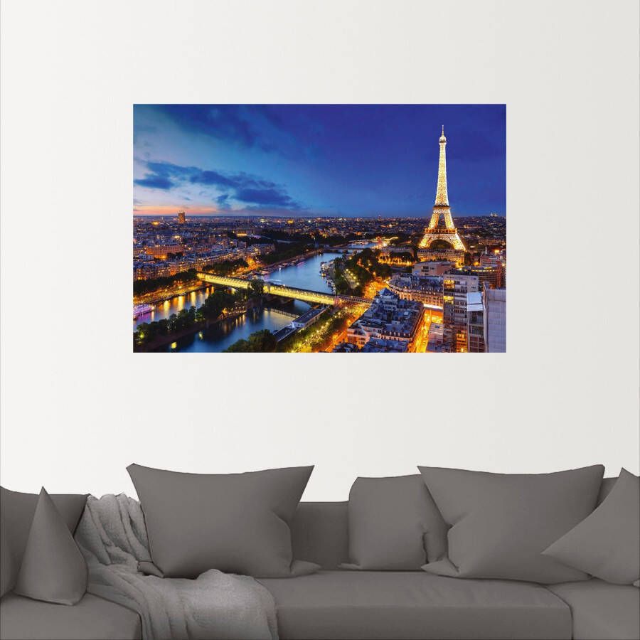 Artland Artprint Eiffeltoren en Seine s avonds Parijs als artprint van aluminium artprint voor buiten artprint op linnen poster muursticker