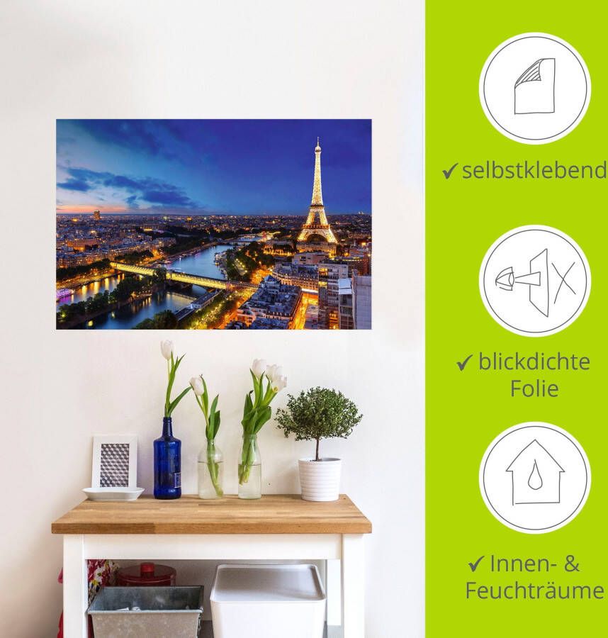 Artland Artprint Eiffeltoren en Seine s avonds Parijs als artprint van aluminium artprint voor buiten artprint op linnen poster muursticker