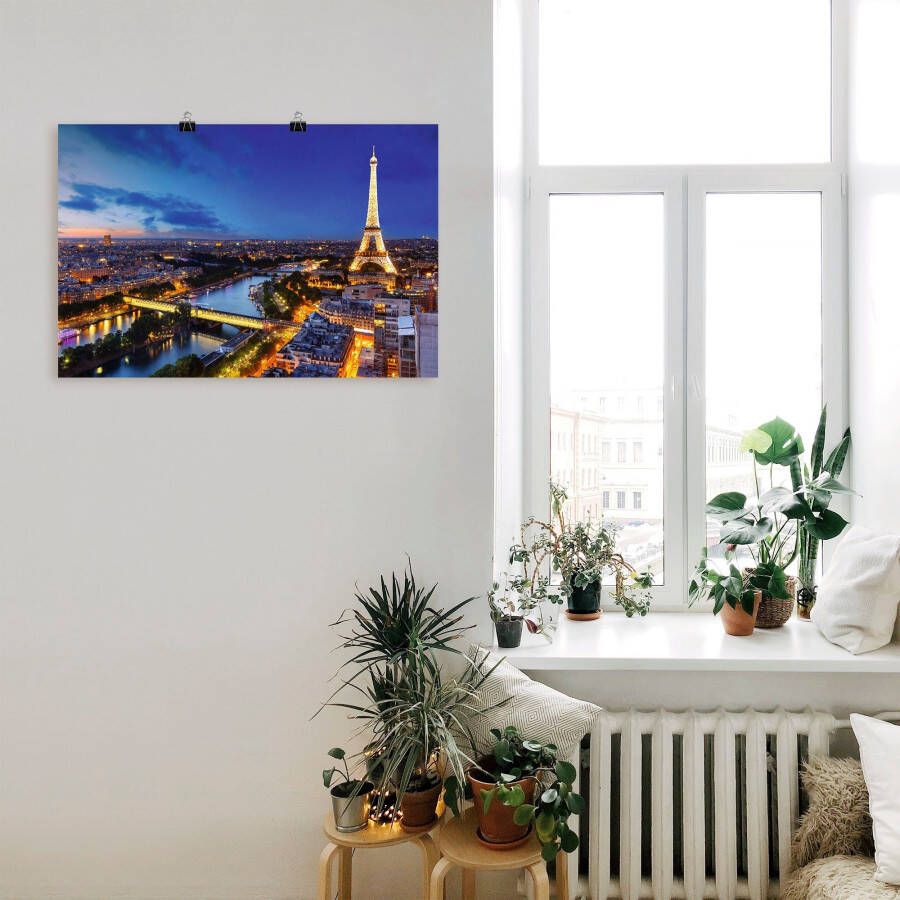 Artland Artprint Eiffeltoren en Seine s avonds Parijs als artprint van aluminium artprint voor buiten artprint op linnen poster muursticker