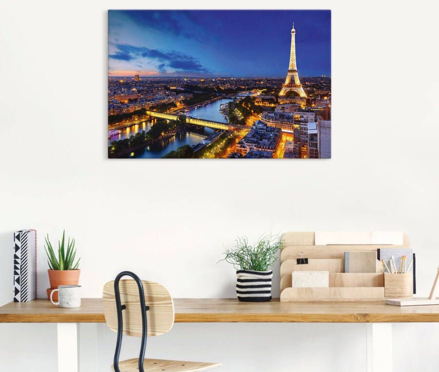 Artland Artprint Eiffeltoren en Seine s avonds Parijs als artprint van aluminium artprint voor buiten artprint op linnen poster muursticker