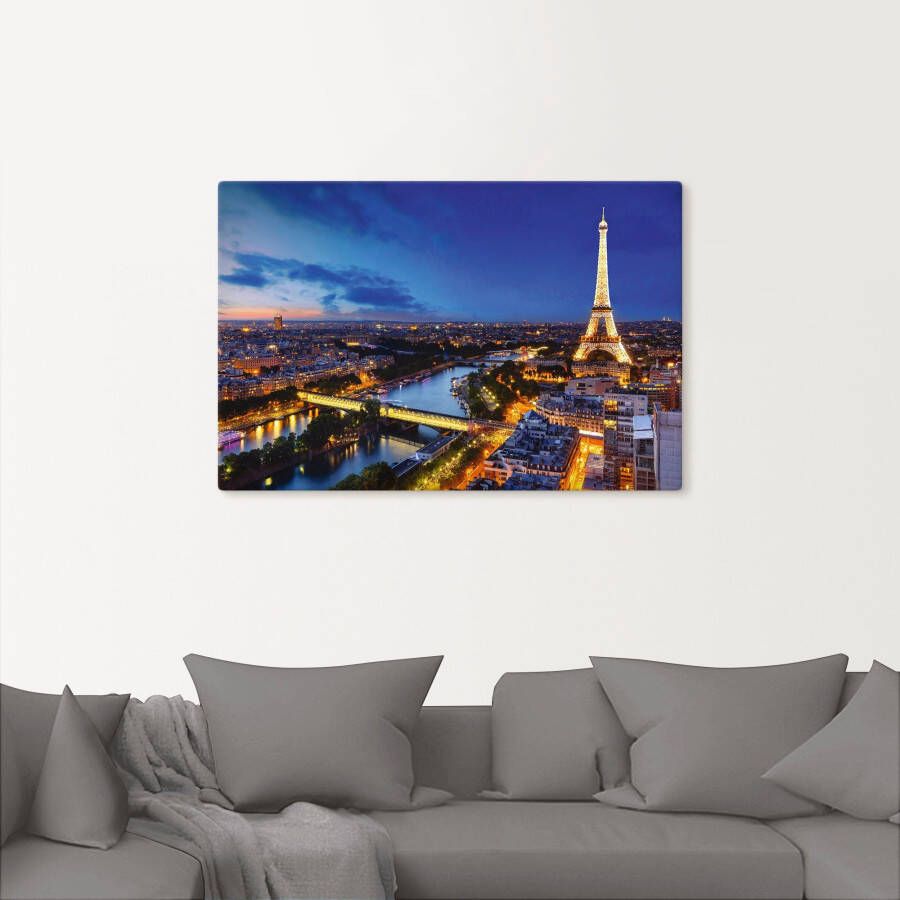 Artland Artprint Eiffeltoren en Seine s avonds Parijs als artprint van aluminium artprint voor buiten artprint op linnen poster muursticker