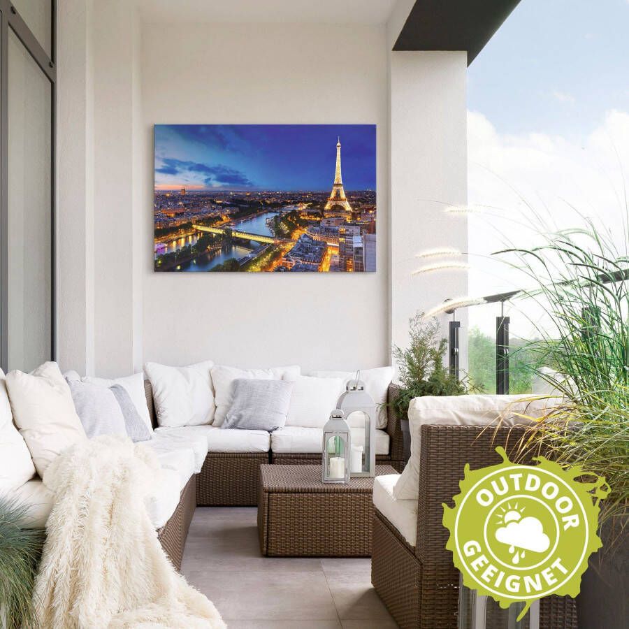 Artland Artprint Eiffeltoren en Seine s avonds Parijs als artprint van aluminium artprint voor buiten artprint op linnen poster muursticker