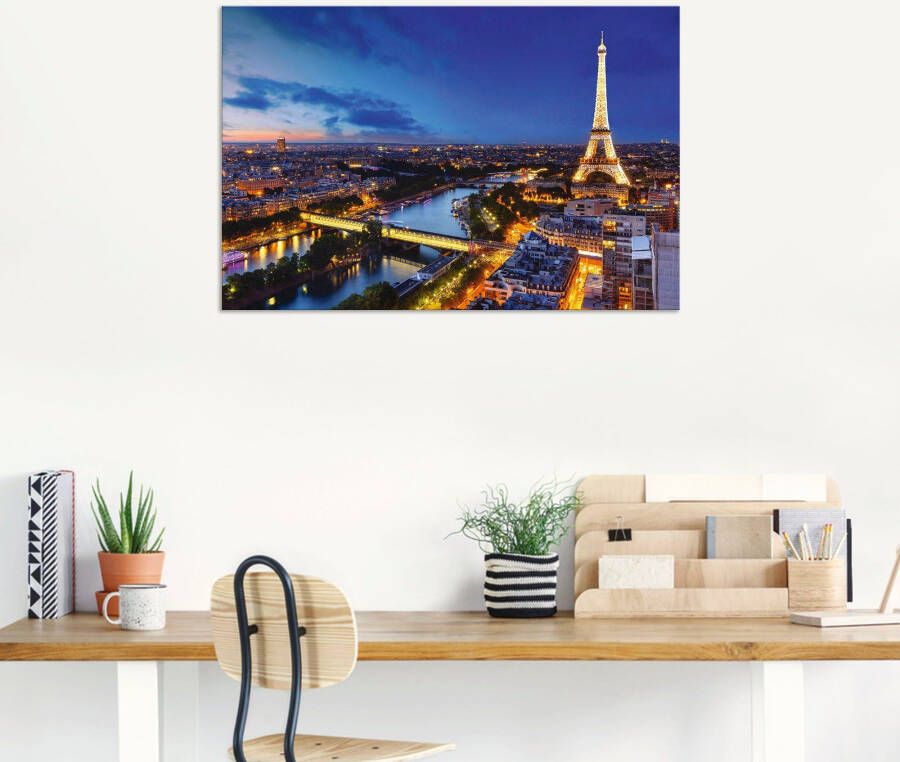 Artland Artprint Eiffeltoren en Seine s avonds Parijs als artprint van aluminium artprint voor buiten artprint op linnen poster muursticker