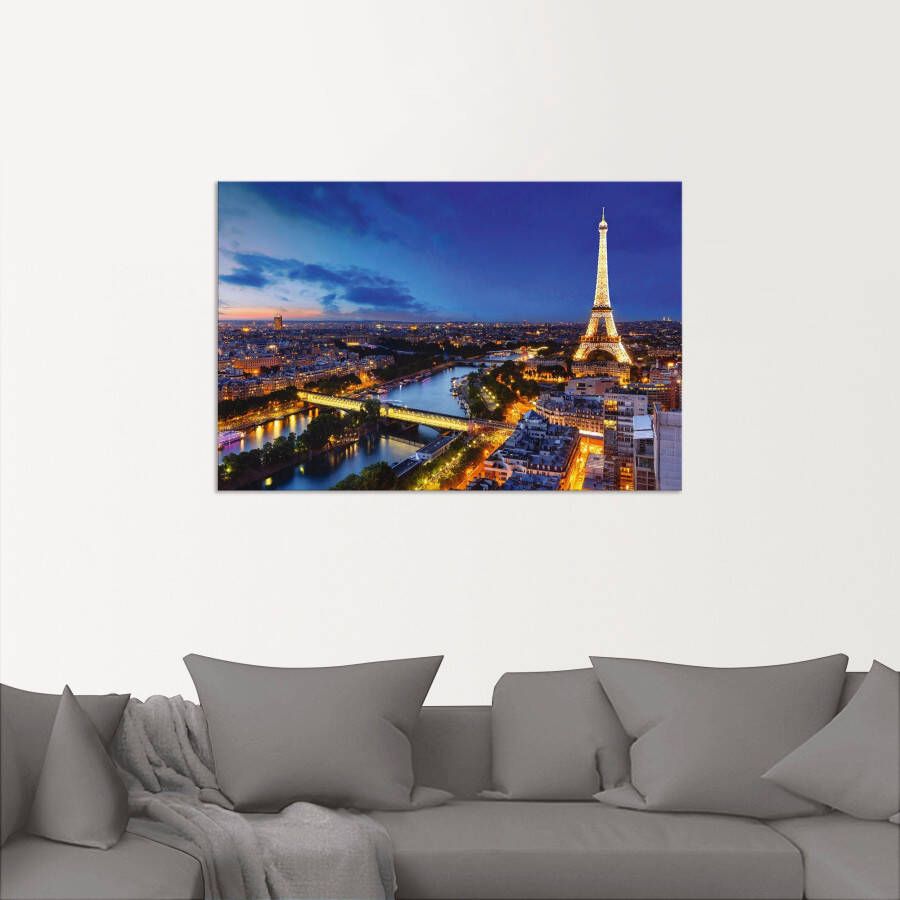 Artland Artprint Eiffeltoren en Seine s avonds Parijs als artprint van aluminium artprint voor buiten artprint op linnen poster muursticker