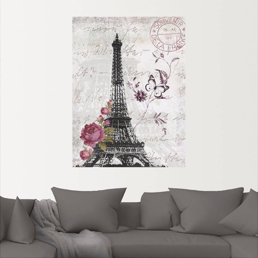 Artland Artprint Eiffeltoren grafiek als artprint van aluminium artprint voor buiten artprint op linnen poster muursticker