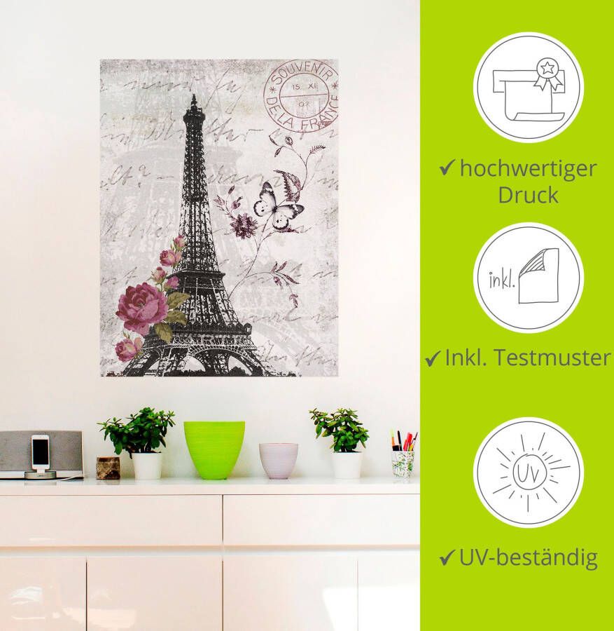 Artland Artprint Eiffeltoren grafiek als artprint van aluminium artprint voor buiten artprint op linnen poster muursticker