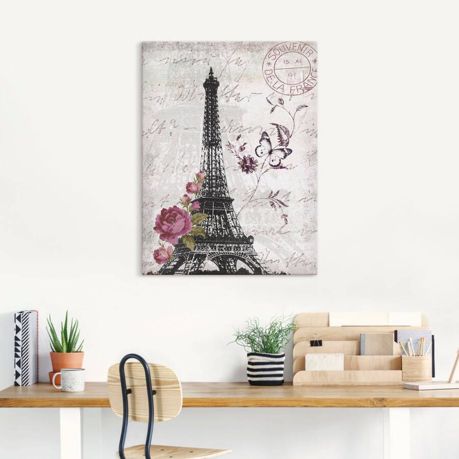 Artland Artprint Eiffeltoren grafiek als artprint van aluminium artprint voor buiten artprint op linnen poster muursticker