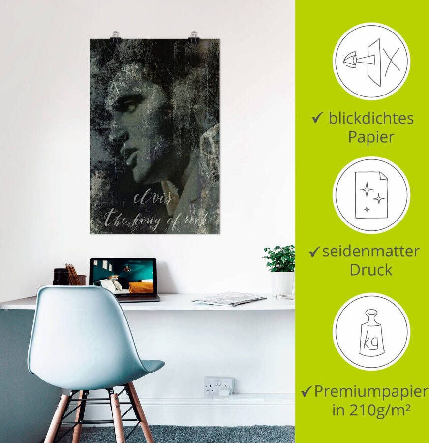 Artland Artprint Elvis the King als artprint van aluminium artprint voor buiten artprint op linnen poster muursticker