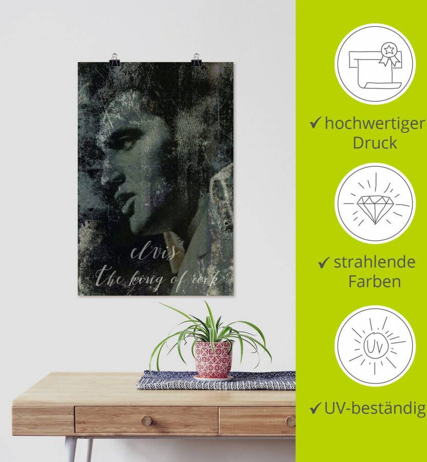 Artland Artprint Elvis the King als artprint van aluminium artprint voor buiten artprint op linnen poster muursticker