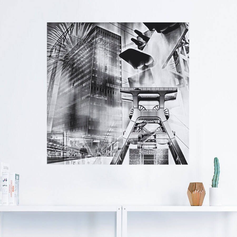 Artland Artprint Essen skyline abstracte collage als artprint op linnen poster muursticker in verschillende maten