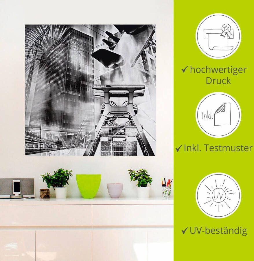 Artland Artprint Essen skyline abstracte collage als artprint op linnen poster muursticker in verschillende maten