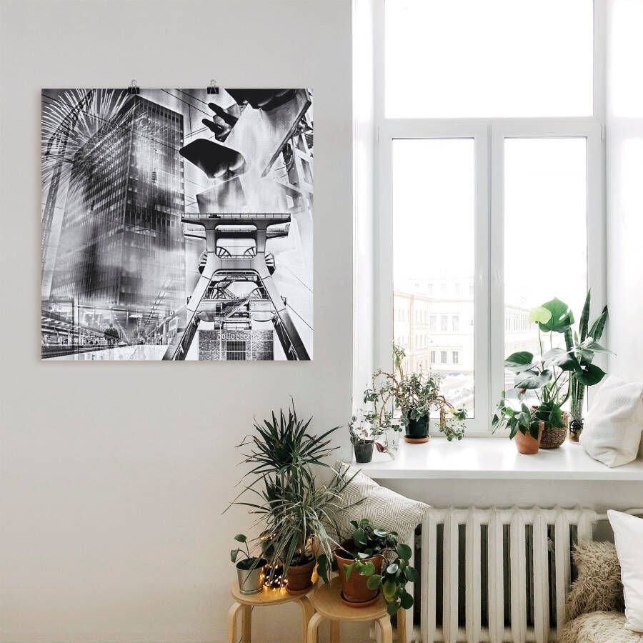 Artland Artprint Essen skyline abstracte collage als artprint op linnen poster muursticker in verschillende maten