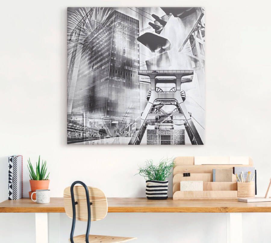 Artland Artprint Essen skyline abstracte collage als artprint op linnen poster muursticker in verschillende maten