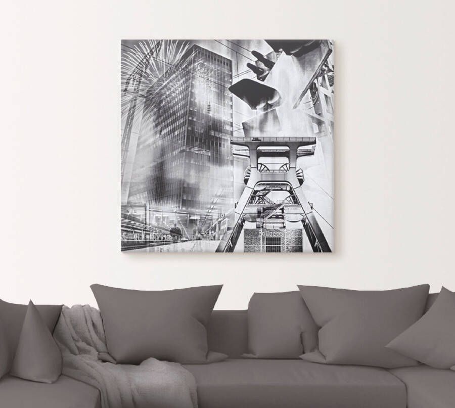 Artland Artprint Essen skyline abstracte collage als artprint op linnen poster muursticker in verschillende maten