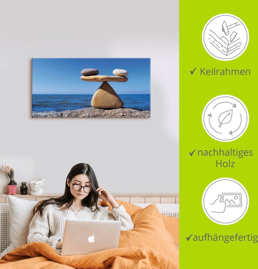 Artland Artprint Evenwicht stenen zee als artprint van aluminium artprint voor buiten artprint op linnen poster muursticker