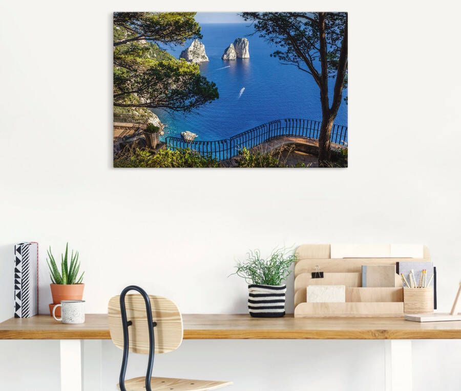 Artland Artprint Faraglione-rots op capri Italië als artprint van aluminium artprint voor buiten artprint op linnen poster muursticker