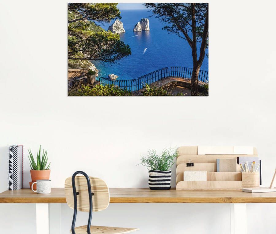 Artland Artprint Faraglione-rots op capri Italië als artprint van aluminium artprint voor buiten artprint op linnen poster muursticker