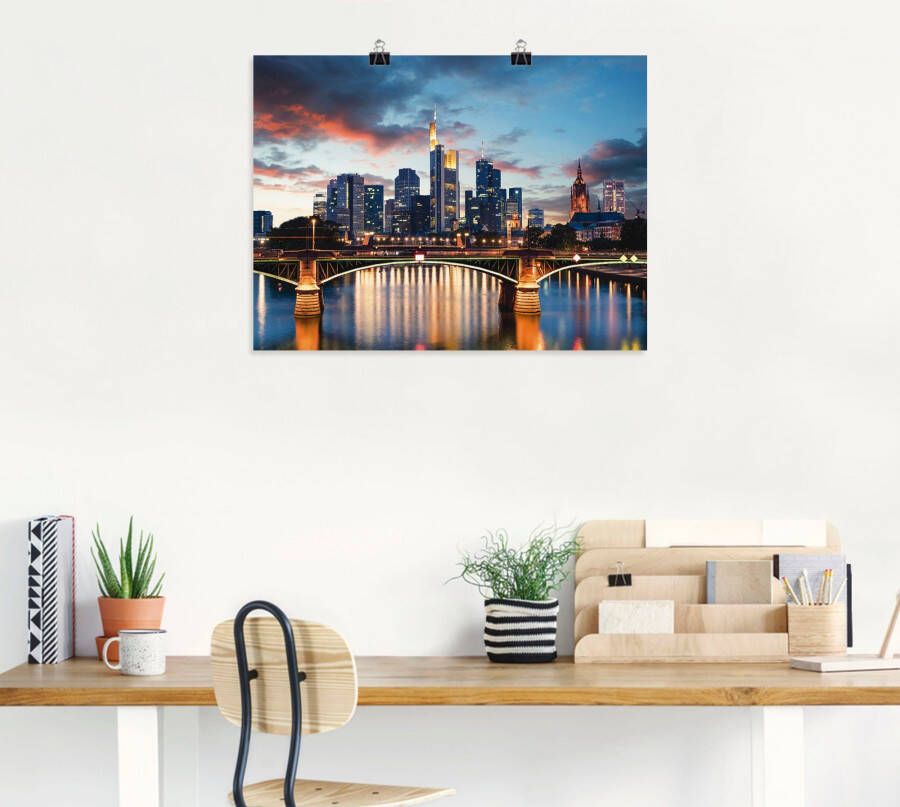 Artland Artprint Frankfurt am Main Skyline II als artprint van aluminium artprint voor buiten artprint op linnen poster in verschillende maten. maten