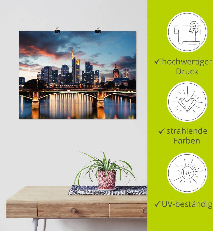 Artland Artprint Frankfurt am Main Skyline II als artprint van aluminium artprint voor buiten artprint op linnen poster in verschillende maten. maten