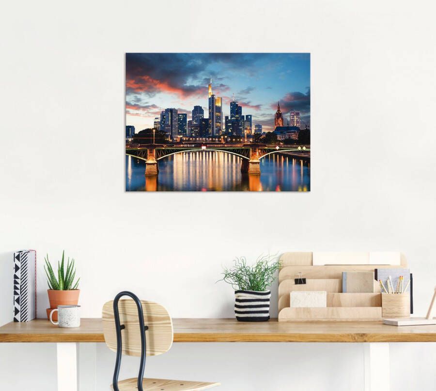 Artland Artprint Frankfurt am Main Skyline II als artprint van aluminium artprint voor buiten artprint op linnen poster in verschillende maten. maten