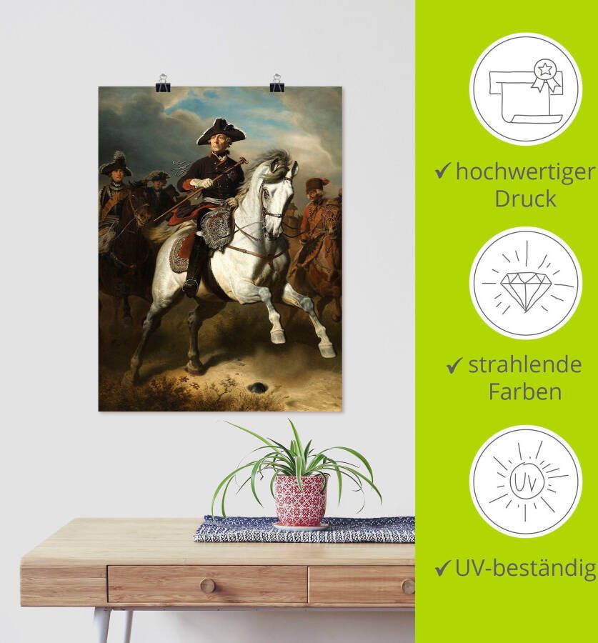 Artland Artprint Frederik De grote te paard. 1861 als artprint op linnen poster muursticker in verschillende maten