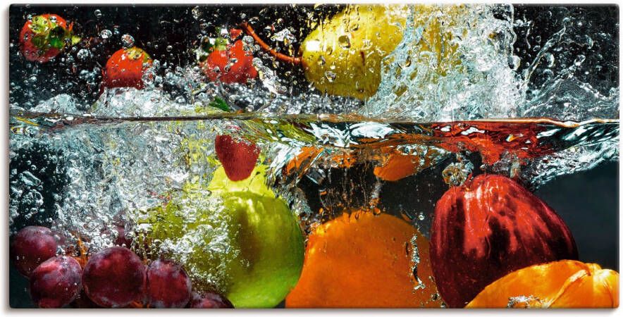 Artland Artprint Fruit in opspattend water als artprint op linnen muursticker in verschillende maten