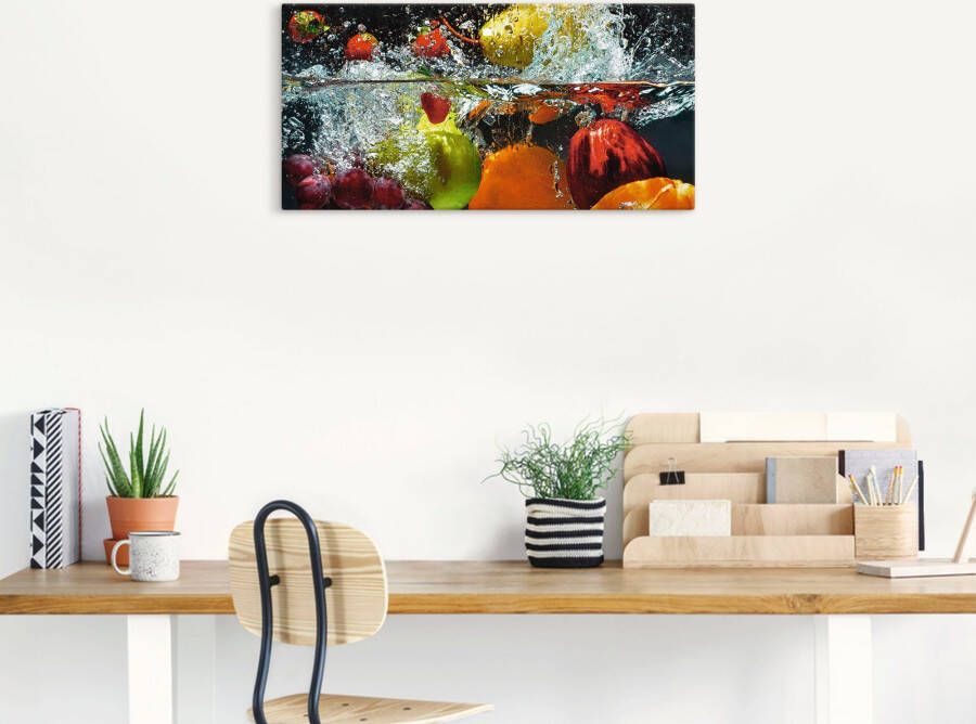 Artland Artprint Fruit in opspattend water als artprint op linnen muursticker in verschillende maten