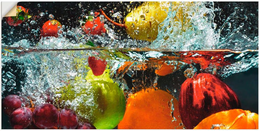 Artland Artprint Fruit in opspattend water als artprint op linnen muursticker in verschillende maten
