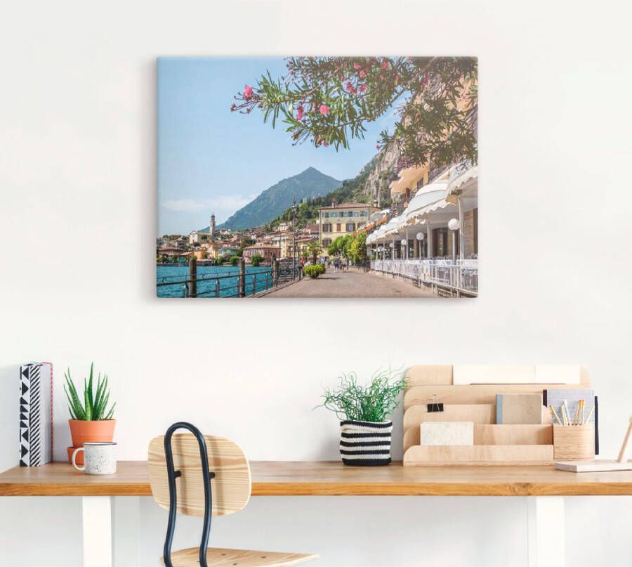 Artland Artprint Gardameer Limone sul Garda I als artprint op linnen poster in verschillende formaten maten