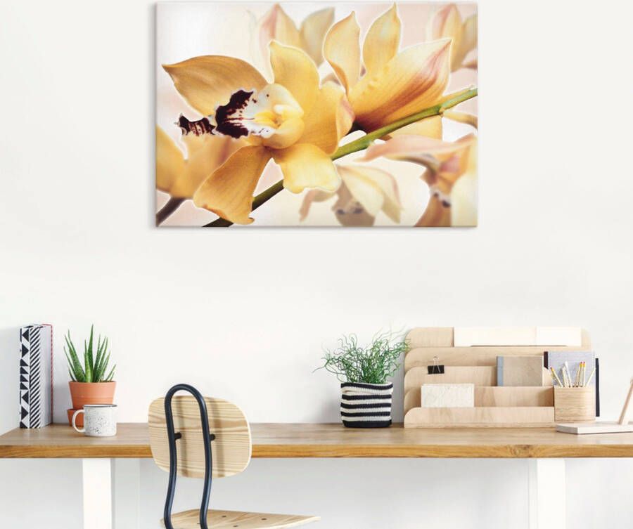 Artland Artprint Gele orchidee als artprint van aluminium artprint voor buiten artprint op linnen poster in verschillende maten. maten