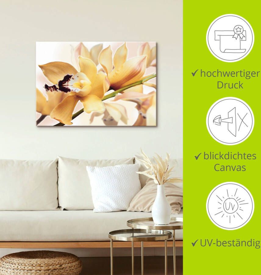 Artland Artprint Gele orchidee als artprint van aluminium artprint voor buiten artprint op linnen poster in verschillende maten. maten