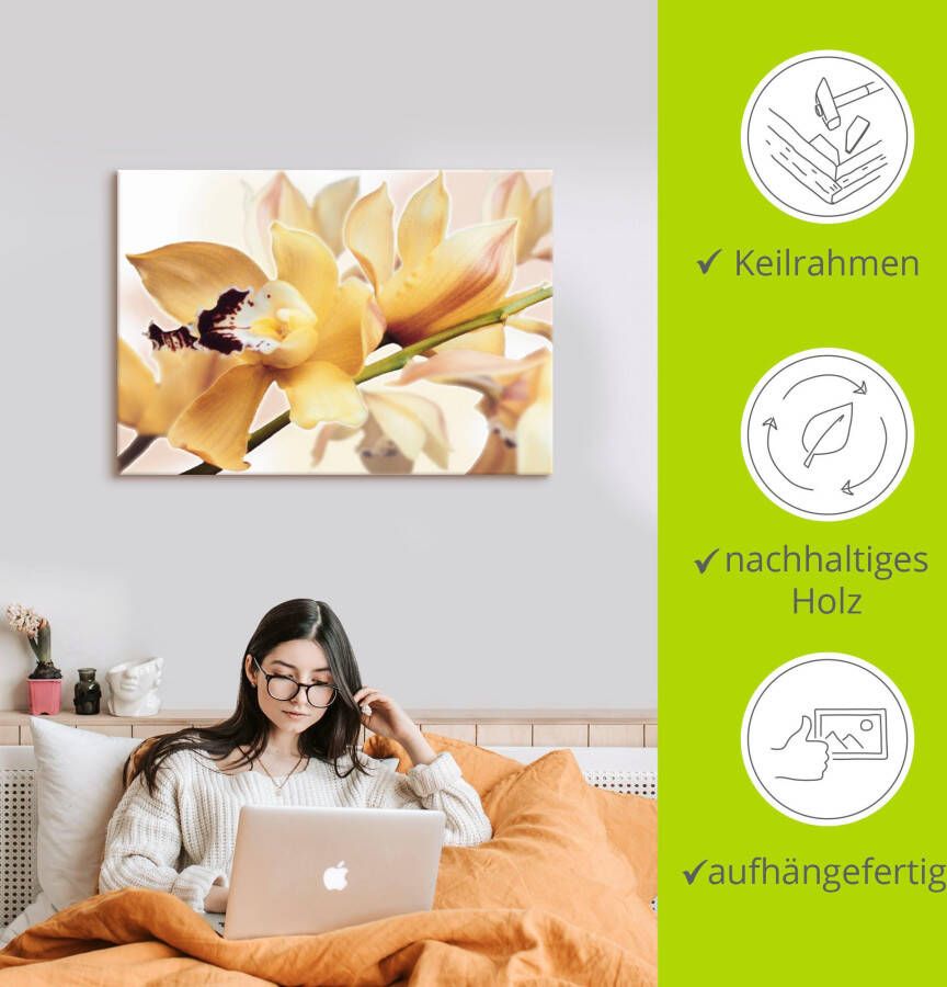 Artland Artprint Gele orchidee als artprint van aluminium artprint voor buiten artprint op linnen poster in verschillende maten. maten