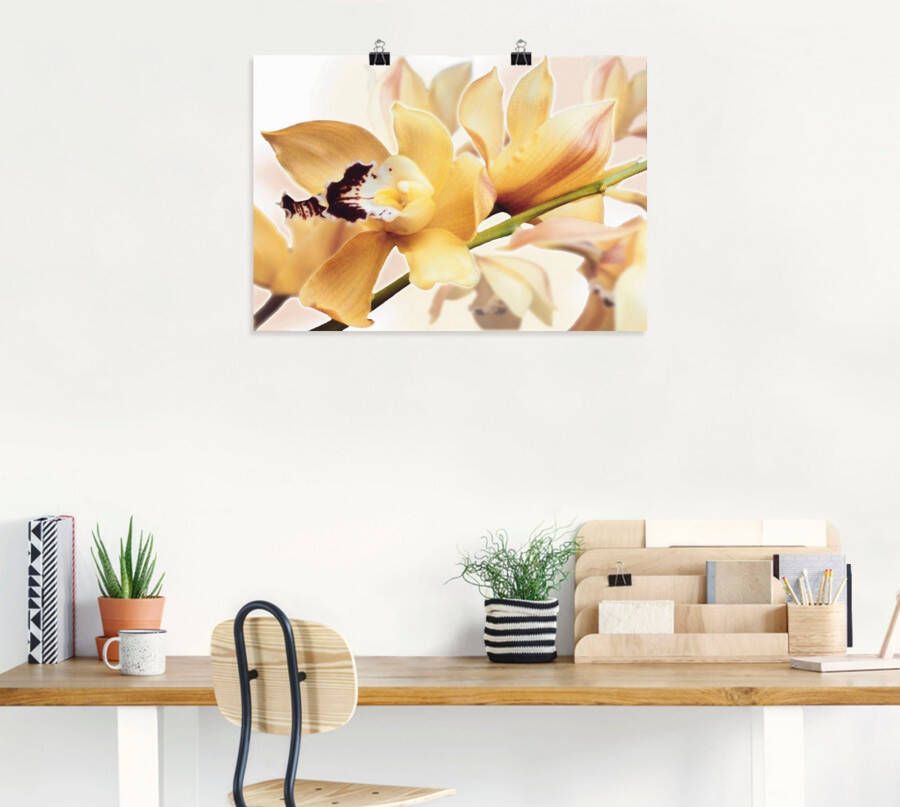 Artland Artprint Gele orchidee als artprint van aluminium artprint voor buiten artprint op linnen poster in verschillende maten. maten