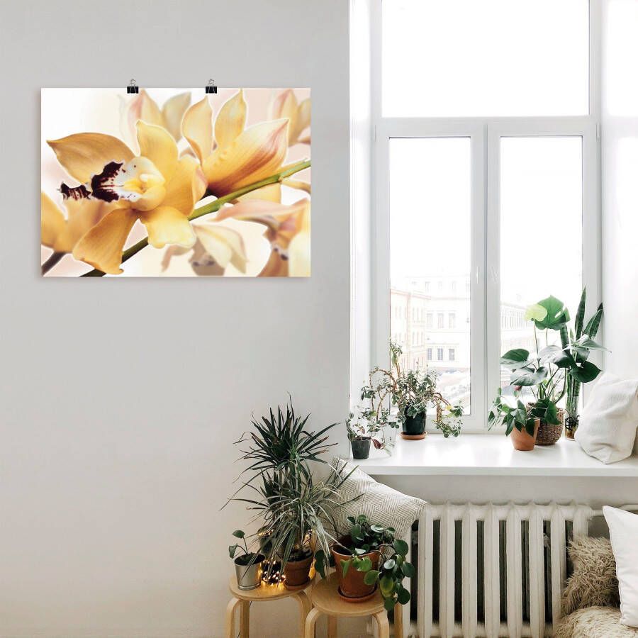 Artland Artprint Gele orchidee als artprint van aluminium artprint voor buiten artprint op linnen poster in verschillende maten. maten