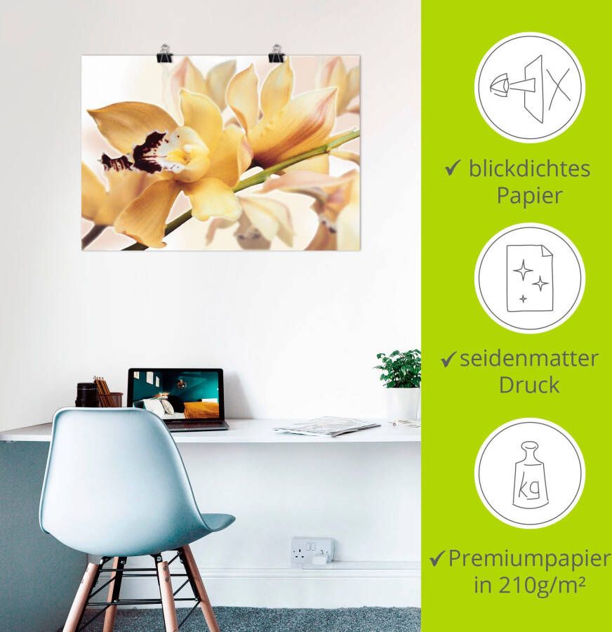 Artland Artprint Gele orchidee als artprint van aluminium artprint voor buiten artprint op linnen poster in verschillende maten. maten