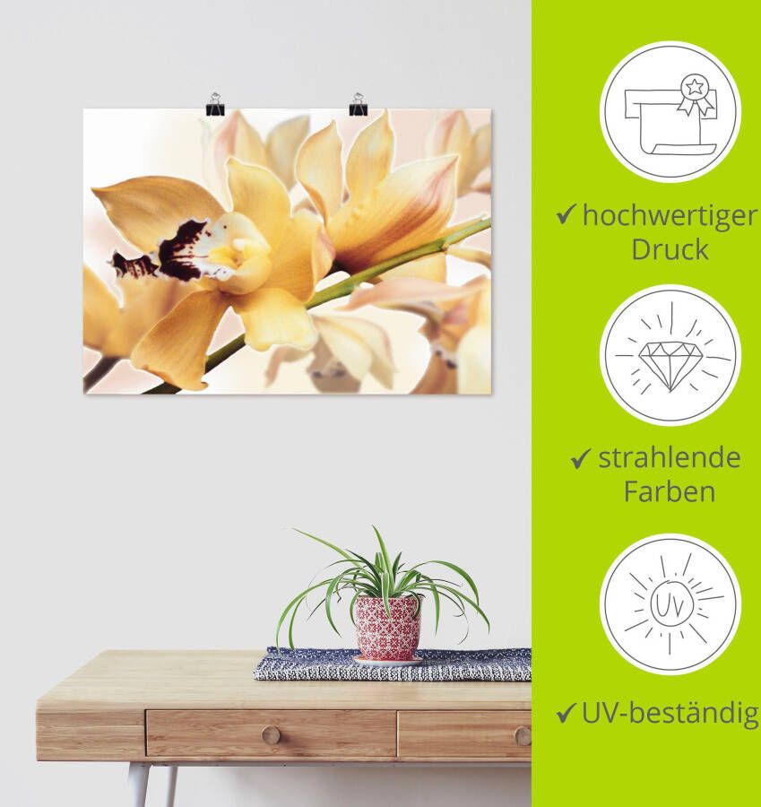 Artland Artprint Gele orchidee als artprint van aluminium artprint voor buiten artprint op linnen poster in verschillende maten. maten