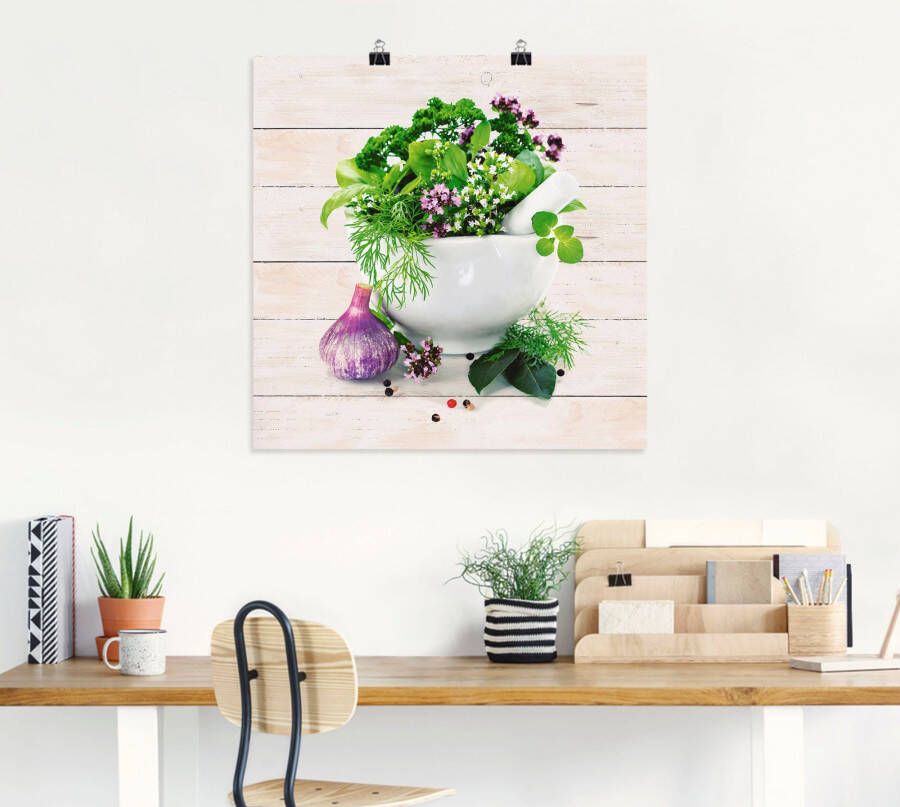 Artland Artprint Geneeskrachtige kruiden op witte achtergrond keuken als artprint van aluminium artprint voor buiten artprint op linnen poster muursticker