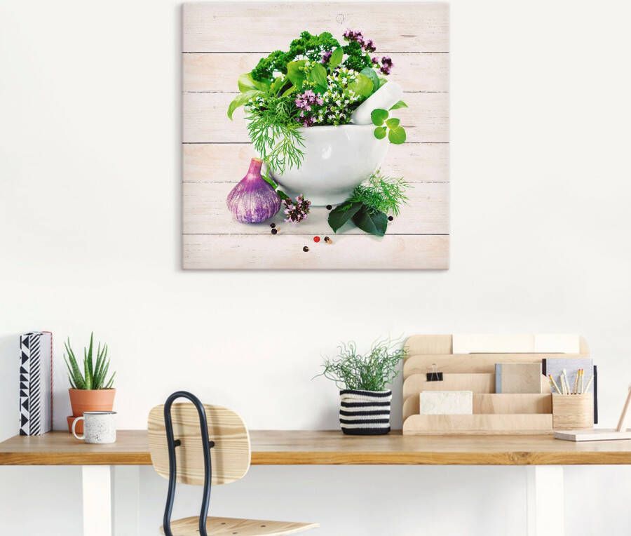 Artland Artprint Geneeskrachtige kruiden op witte achtergrond keuken als artprint van aluminium artprint voor buiten artprint op linnen poster muursticker