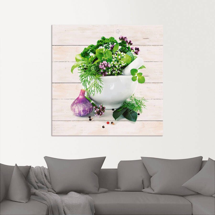 Artland Artprint Geneeskrachtige kruiden op witte achtergrond keuken als artprint van aluminium artprint voor buiten artprint op linnen poster muursticker