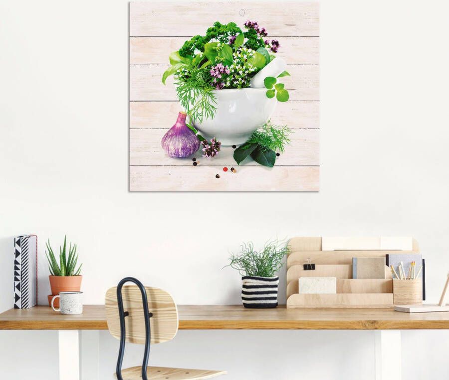 Artland Artprint Geneeskrachtige kruiden op witte achtergrond keuken als artprint van aluminium artprint voor buiten artprint op linnen poster muursticker