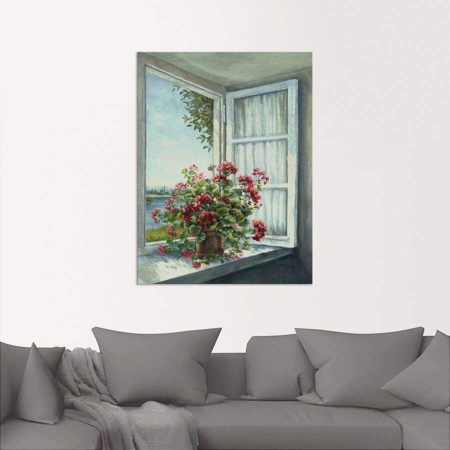 Artland Artprint Geraniums aan het raam als artprint van aluminium artprint voor buiten artprint op linnen poster muursticker